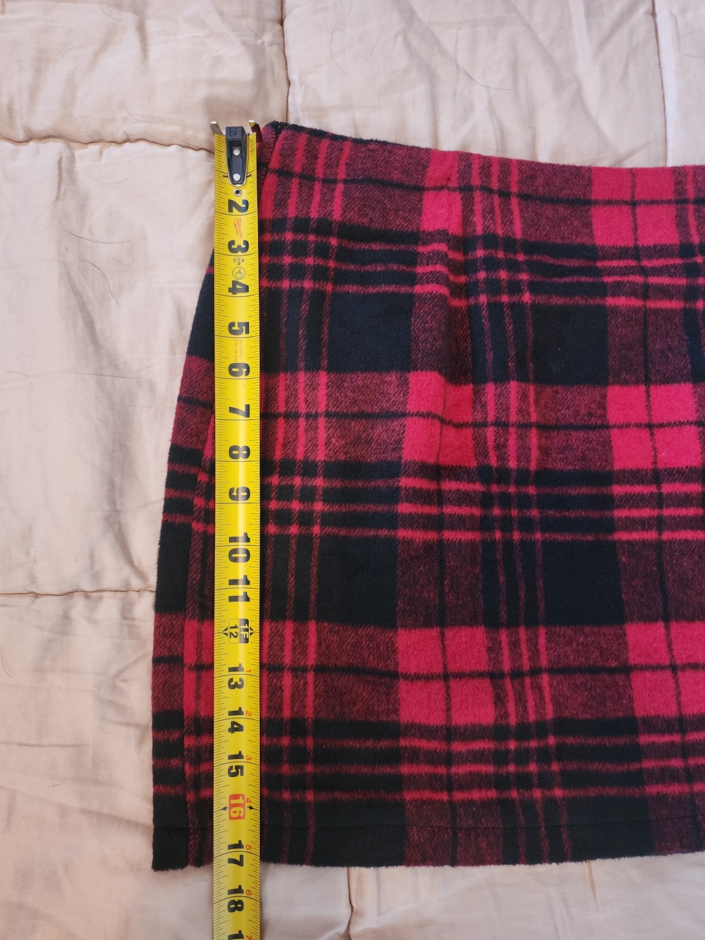 Cider Red & Black Wool Blend Plaid Tartan Mini Skirt Size Large NWT - Picture 6 of 6